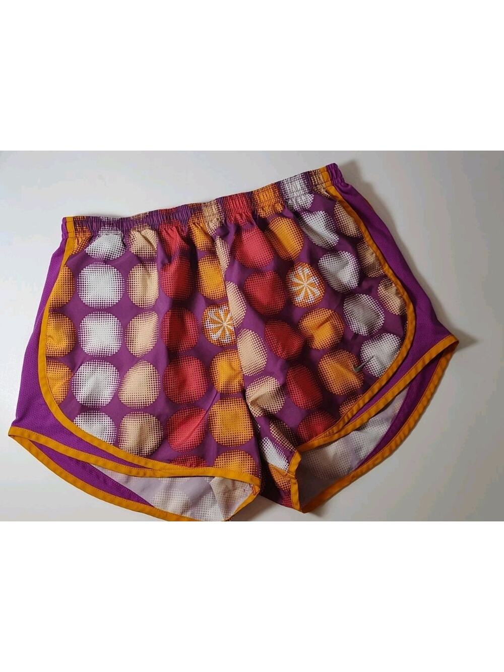 Nike Dri-Fit Shorts Size Medium M Women's Athletic Gym Running Orange Purple Jog